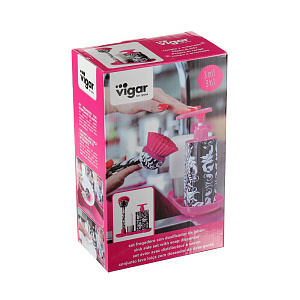 Набор для мытья посуды на подставке Rococco pink Vigar, 3 предмета 000000000001123200