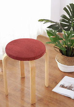 Круглая подушка на стул DeNASTIA 31,5см бархатная, цвет бордовый P111190 000000000001200414