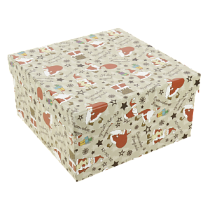 Коробка подарочная 21x21x11см РУТАУПАК Веселый Санта квадратная 000000000001208361