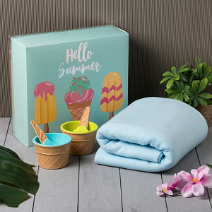 Подарочный набор LoveLife "Summer" (плед 150х130см голубой + формочки для мороженного) 4785070 000000000001200184