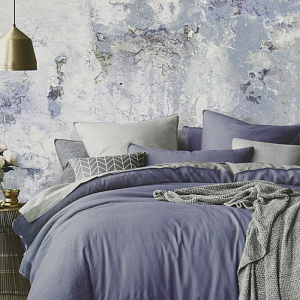 Комплект постельного белья евро MonaLiza Актуал наволочка70х70см-2шт простыня-215х240см пододеяльник-200х220см сатин120гр/м2 ГАВАНЬ синий/серый хлопок 000000000001208619