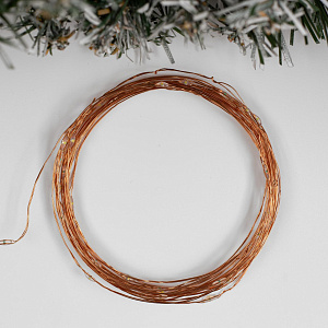 Гирлянда-Нить 5м 50LED LUAZON LIGHTING IP20 2 режима 3хAA РОСА медная нить свечение белое 000000000001208000