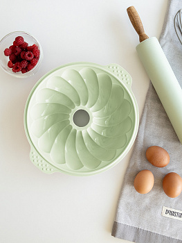 Форма для выпечки 28x6,5см DE'NASTIA с отверстием мятный силикон 000000000001219665