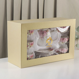 Сервиз чайный 13 предметов (чайник 700мл/чашка 250мл-6шт/блюдце-6шт) ДОЛЯНА Вдохновение фарфор 000000000001210615