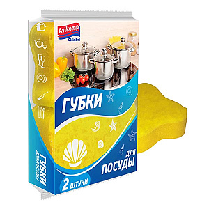 Губка для посуды 2шт 110х75х29мм AVIKOMP РАКУШКА фигурная 000000000001214138