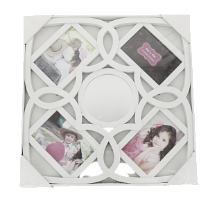 BIN-1122552-White-Белый, 4 фоторамки с круглым зеркалом /12 000000000001167884