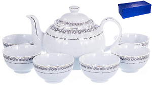 Набор фарфор 7шт 6 пиал 360мл+чайник 1800мл подарочная упаковка РОМБ GUTERWAHL JDY-TS7BGB-37 000000000001193957