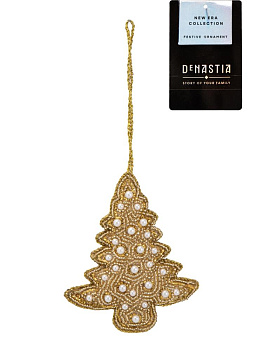 Декоративное украшение 10см DE'NASTIA Елка золотой бисер/поролон 000000000001229688