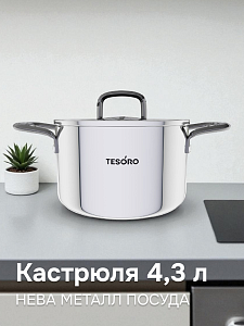 Кастрюля 4,3л НЕВА МЕТАЛЛ ПОСУДА Tesoro Asti нержавеющая сталь 000000000001225726