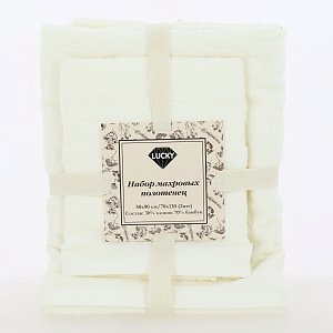 Набор полотенец подарочных 2шт 70x130см/50x90см LUCKY Розы молочных 30%хлопок 70%бамбук 000000000001208960