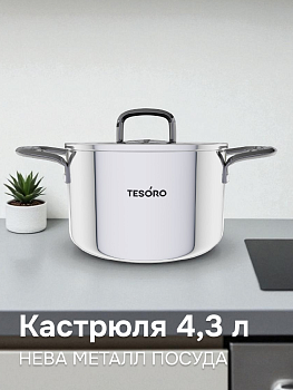 Кастрюля 4,3л НЕВА МЕТАЛЛ ПОСУДА Tesoro Asti нержавеющая сталь 000000000001225726