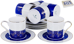 Набор кофейный фарфор 12шт 6 чашек 100мл+6 блюдец подарочная упаковка МИЛЯС BALSFORD 146-30002 000000000001193951