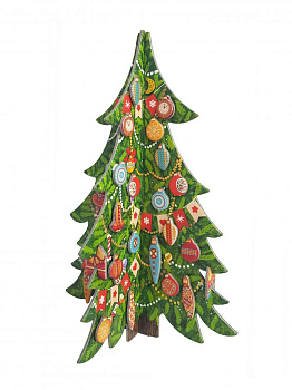 Новогодний набор для творчества Елка Новогодняя (заготовка елки из картона, елочные игрушки из картона, лента, скотч) 13х20х0,9см 80 000000000001191296