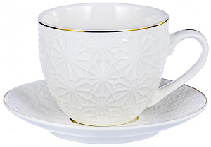 Пара чайная 220мл/блюдце ПОСУДА белый с золотом 101-01012 000000000001177802