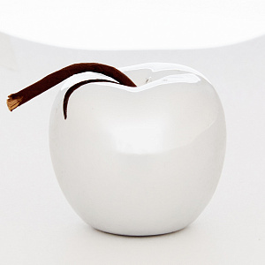 Фигура декоративная 6х6,5см Яблоко серебро керамика 000000000001209231