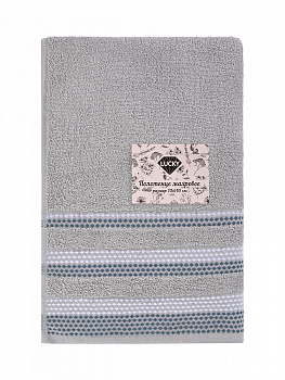 Полотенце махровое LUCKY Бордюр точки 450gsm 70x140 100% хлопок, темно-серый D100405 000000000001227653