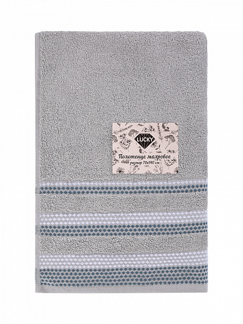 Полотенце махровое LUCKY Бордюр точки 450gsm 70x140 100% хлопок, темно-серый D100405 000000000001227653