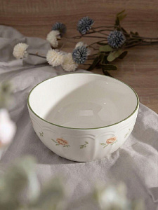 Салатник 14см 550мл DE'NASTIA Provence цветочный принт зеленая кайма фарфор 000000000001231314