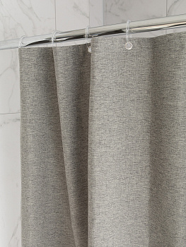 Шторка для ванной 200x200см DE'NASTIA Nature водоотталкивающая светло-серый лён/полиэстер 000000000001226768