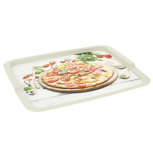 Поднос 42,5х32х2,2см PHIBO с декором зеленый пластик 000000000001143740