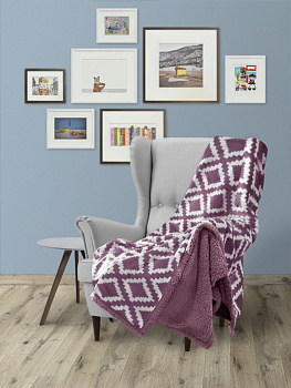 Плед DE'NASTIA с шерпой 150х200см 100%Полиэстер лиловый T040087 000000000001188661