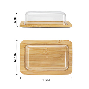 Масленка-сырница 12,7х19х6см бамбук 000000000001221638