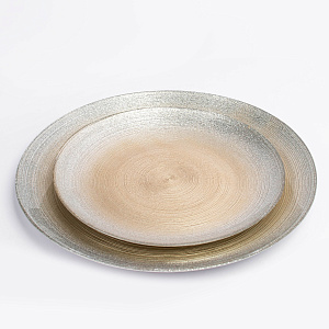 Тарелка обеденная 26см GLASSCOM перламутр/серебро champagne стекло 000000000001213211