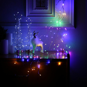 Гирлянда-Конский хвост 10 нитей х 1м 100LED LUAZON LIGHTING IP20 2 режима 3хAA прозрачная нить свечение мульти 000000000001208007