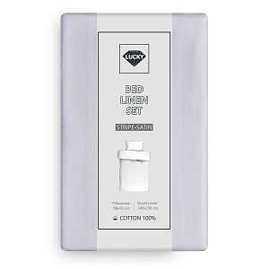 Комплект постельного белья 1,5сп 50х70см-2шт LUCKY светло-серый страйп-сатин хлопок 000000000001218085