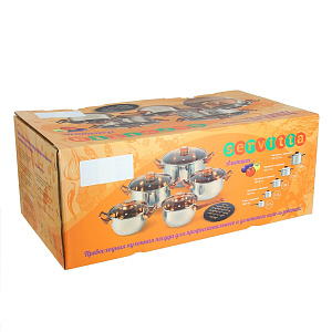 Набор кастрюль АМЕТИСТ 11 предметов FORA нержавеющая сталь S18202 000000000001108809