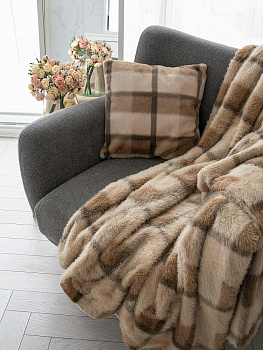 Плед 150x200см DE'NASTIA Mink 2 слоя бежевый/коричневый полиэстер 000000000001231168