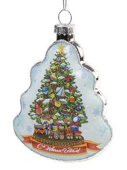 Новогоднее подвесное украшение Нарядная ёлка из стекла / 7х1,5х8 см арт.80373 000000000001191405