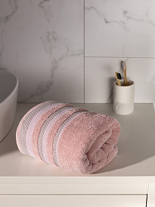 Полотенце махровое LUCKY Бордюр точки 450gsm 70x140 100% хлопок, розовый D100294 000000000001227637