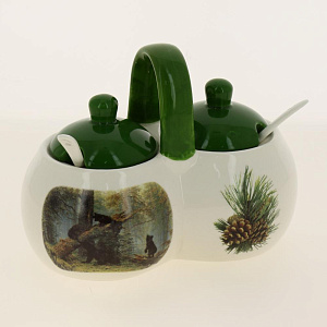 Банка двухсекционная Для специй п/упУтро в сосновом лесу,ZFC061-30 000000000001193109