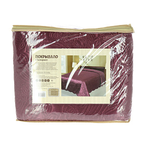 Покрывало DE'NASTIA Палермо двустороннее 240х260см атласный/матовый бордовый геом T070069 000000000001121095