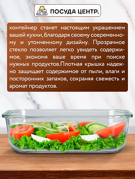 Контейнер 2,8л 28,1х21,5х9см прямоугольный синяя крышка боросиликатное стекло 000000000001220359