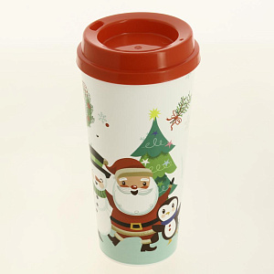 Стакан для горячих напитков 600мл FACKELMANN с крышкой микс Рождество полипропилен 000000000001207004