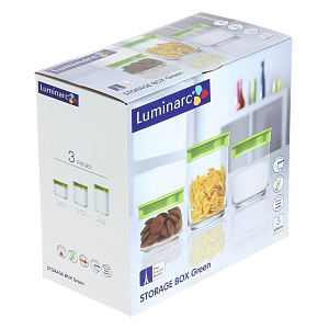 Набор банок для хранения продуктов Green Lid Luminarc, 3 шт. 000000000001127305