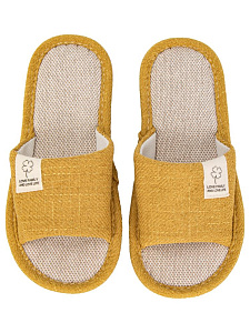 Тапочки домашние 36-37 женские открытые текстильные желтый полиэстер/ПВХ 000000000001228890