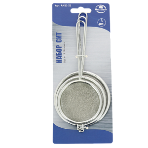 Набор сит 3шт d7см/8см/9см МУЛЬТИДОМ для процеживания компотов отваров трав чая хромированная сталь 000000000001203466