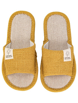 Тапочки домашние 36-37 женские открытые текстильные желтый полиэстер/ПВХ 000000000001228890