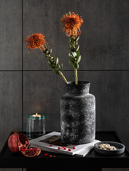 Ваза декоративная 14,7x14,7x24,7см DE'NASTIA Египет Loft цемент чёрный стекло 000000000001225013