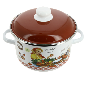 Кастрюля 4л СТАЛЬЭМАЛЬ Хозяюшка глубокая цилиндрическая белоснежная эмаль 000000000001206219