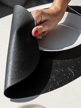 Салфетка сервировочная 45х32см LUCKY овал черный искусственная кожа ПВХ 000000000001214125