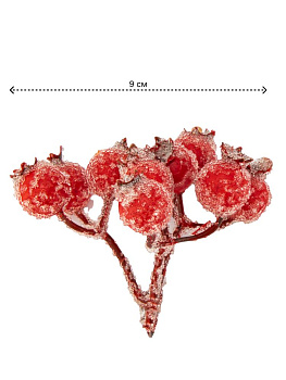 Ветка с ягодами для декора 9см шиповник в инее красный 000000000001228772