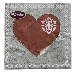 Салфетки бумажные 33 Plushe Фетровое Сердце двухслойные 15 листов 16016 000000000001202571