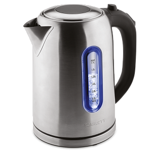 Чайник "Scarlett" сталь, мощность 1800Вт, объем 1.7л, дисковый нагр. Элемен, 2 подсветки: холодный- красная, горячий- синяяSC-EK21S5 000000000001192830