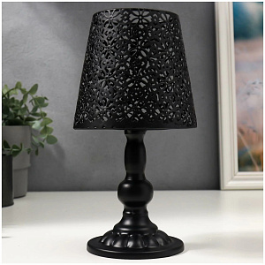 Подсвечник лампа 22см черный ажур металл 000000000001219468