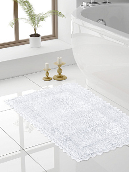 Коврик для ванной 60x100см DE'NASTIA кружево белый хлопок 000000000001207084