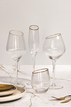 Бокал для белого вина 1шт 600мл LUCKY прозрачный с золотом стекло BL-39-1RZ 000000000001220013